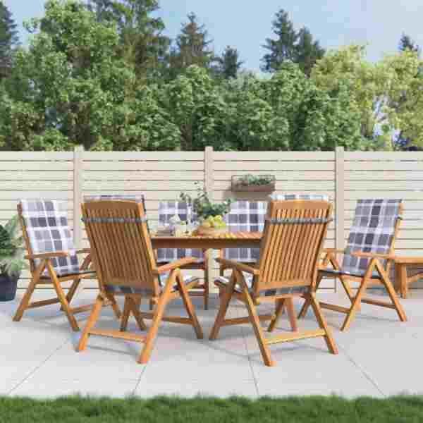 vidaXL Gartenstühle mit Kissen 6 Stück Massivholz Teak, 3196507