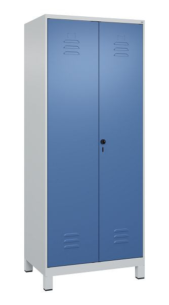 C+P Umkleidespind Classic PLUS, Doppel-Spind, Füße, 2 Abteile, 1950x800x500mm, 7035/5023, Drehriegel, 080012-22P S10011