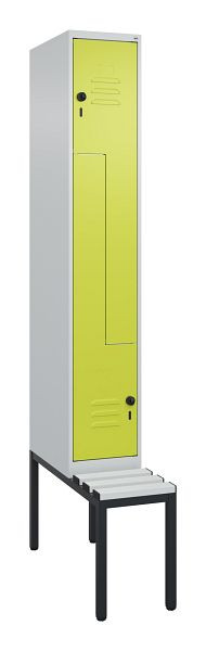 C+P Z-Spind Classic PLUS, mit untergebauter Sitzbank, 2 Abteile, 2120x300x815mm, 7035/0024, Drehriegel, 0800537-102 S10040