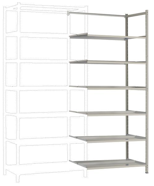 Manuflex Archivdoppel-Anbauregal mit 6 Stahlböden, HxBxT = 2250 x 930 x 600 mm, RA2244.7035