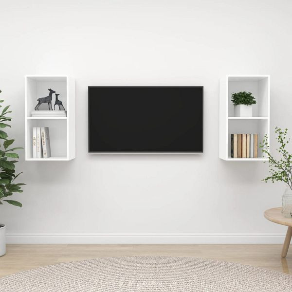 vidaXL TV-Wandschränke 2 Stück Weiß Holzwerkstoff, 3079844