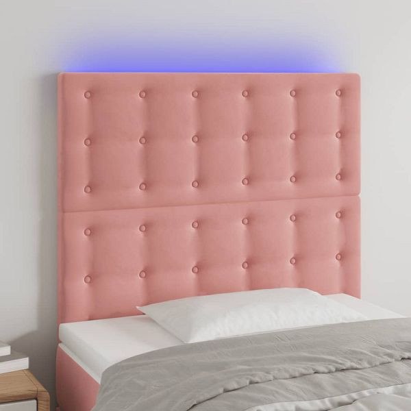 vidaXL LED Kopfteil Rosa 100x5x118/128 cm Samt, 3122905