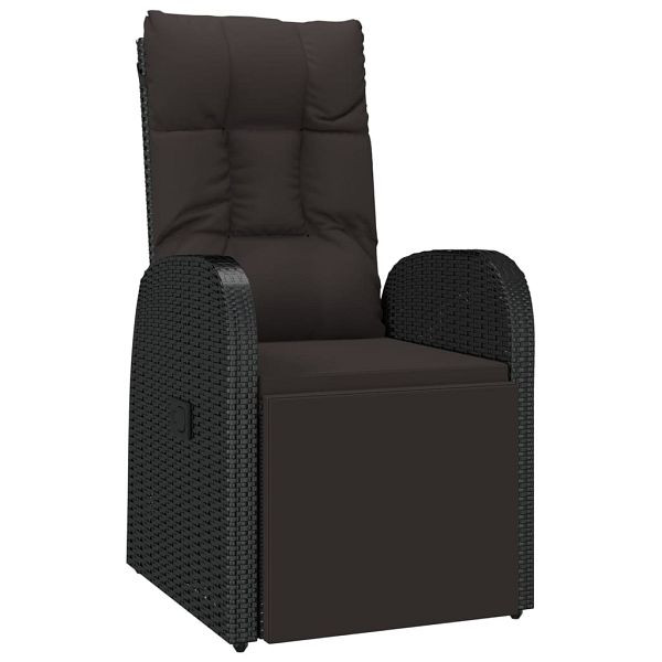 vidaXL Garten-Liegestuhl mit Auflage Poly Rattan Schwarz, 46066