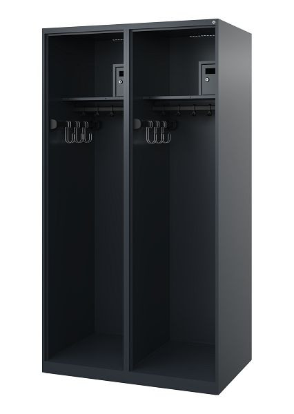 C+P Feuerwehrspind Evolo, Modell FLEXO, 2 Abteile, H1850B1000T600 mm, Anthrazit, 0493315-23 S10001