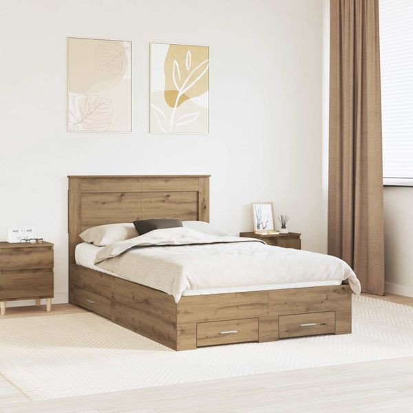 vidaXL Bettgestell mit Schubladen mit Kopfteil Holzwerkstoff, 3410341