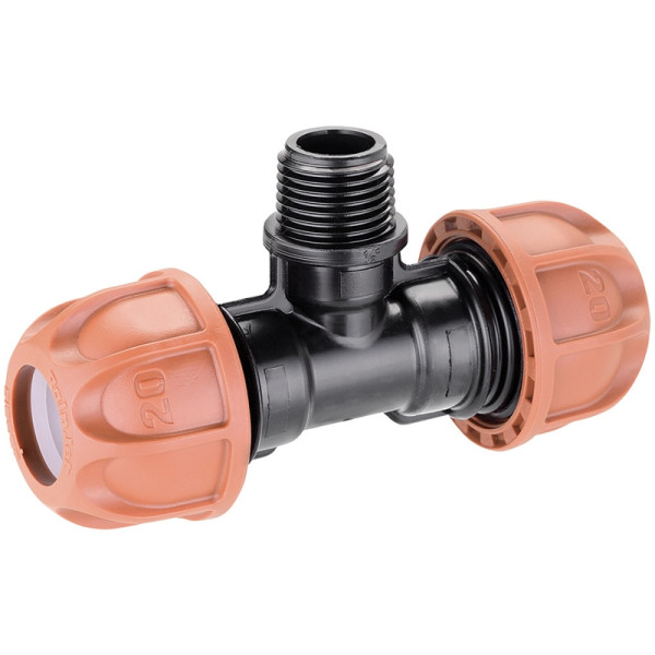 Claber T-Stück-Klemmverbinder 1/2" (20 mm) mit 1/2" AG für unterirdische Bewässerung, VE: 15 Stück, CL903250000