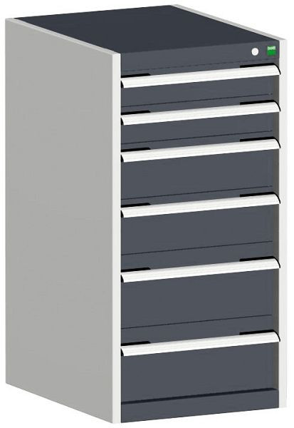bott cubio Schubladenschrank bestückt mit 6 Schubladen BxTxH: 525 x 525 x 1000 mm, RAL 7035/7016, 40010047.19V