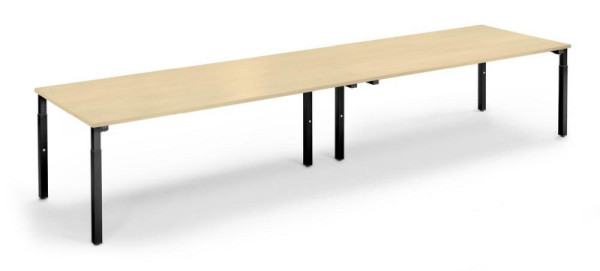 Deskin Konferenztisch System MODUL, Ahorndekor, 4000 x 1000 x 650 mm, Gestell: Schwarz RAL 9005, 348145