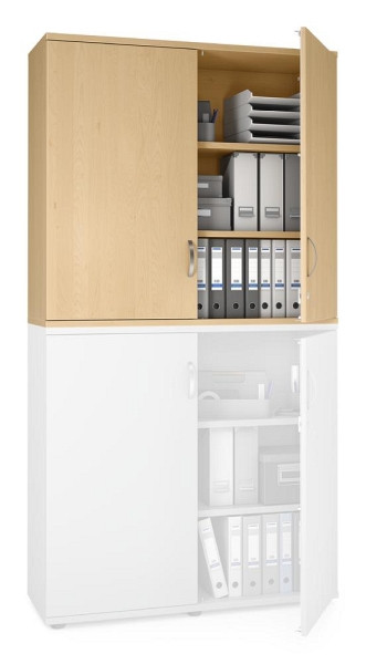 Deskin Flügeltüren-Aufsatzschrank MULTI M pro, Dekor: Buchedekor, BxHxT: 1200 x 1110 x 420 mm, 263661