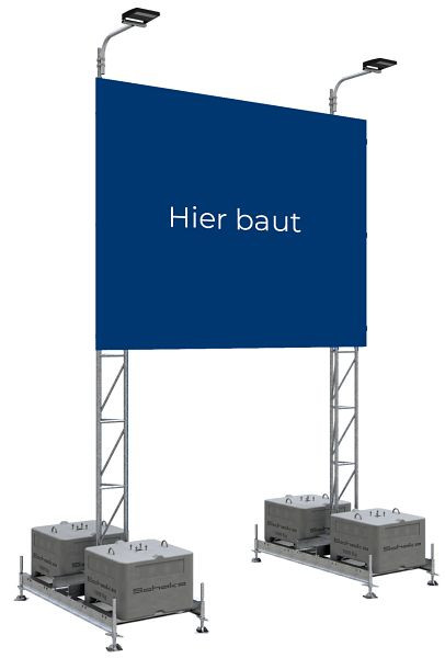 Schake Aufstellvorrichtung für Werbetafel 5,00 x 3,00 m, 2x Aufstellrahmen, verzinkt, 4x Betonaufstellvorrichtung, 1000 kg, 353350S1-SET