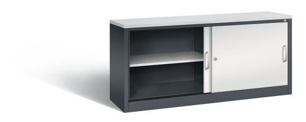C+P Sideboard mit Schiebetüren Acurado, H720xB1600xT400mm, Farbe: Schwarzgrau / Lichtgrau, Bügelgriff, 2 OH, 5724-00 S10369