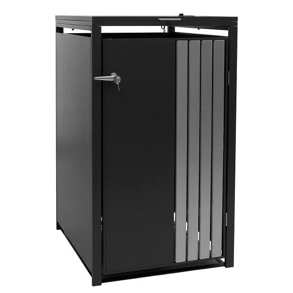 Mendler 1er-Mülltonnenverkleidung HWC-O67, Mülltonnenbox mit Deckel, Metall 122x68x84cm 35kg, anthrazit Edelstahl, 122329