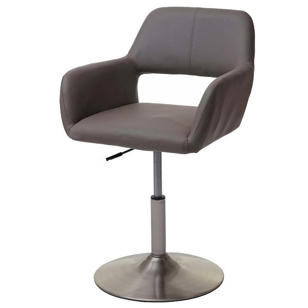 Mendler Esszimmerstuhl HWC-A50 III, Stuhl Küchenstuhl, Retro 50er Jahre, Kunstleder, taupe-grau, Fuß gebürstet, 63954