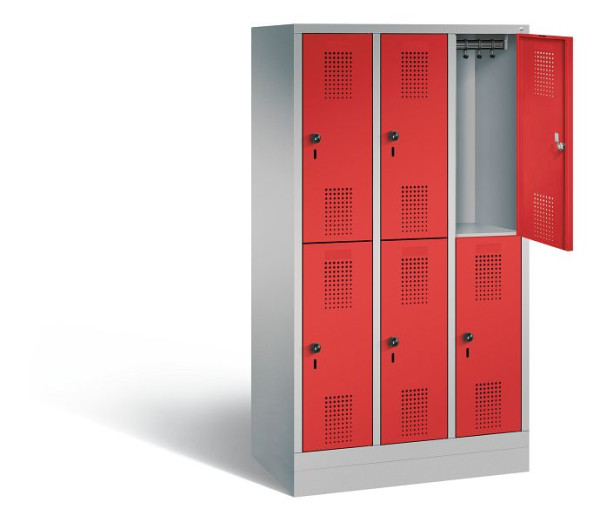 C+P Spind doppelstöckig Evolo, H1600xB900xT500mm, Farbe: Weißaluminium / feuerrot, 483206-30 S10089