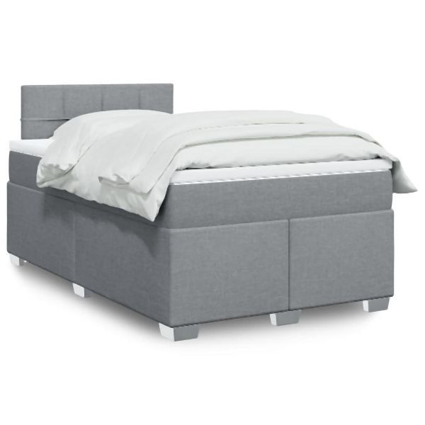 vidaXL Boxspringbett mit Matratze Hellgrau 120x200 cm Stoff, 3288155