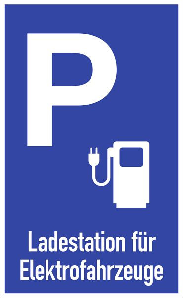 Moedel Parkplatzschild-Ladestation für Elektrofahrzeuge, Symbol+Text, Aluminium, blau, 400x650mm, 107906