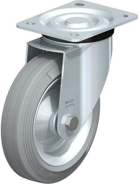 Blickle L-RD 182R-VLI Stahlblech-Lenkrolle, mittelschwere Ausführung, mit Anschraubplatte, Zweikomponenten-Vollgummi, Grau, 34223