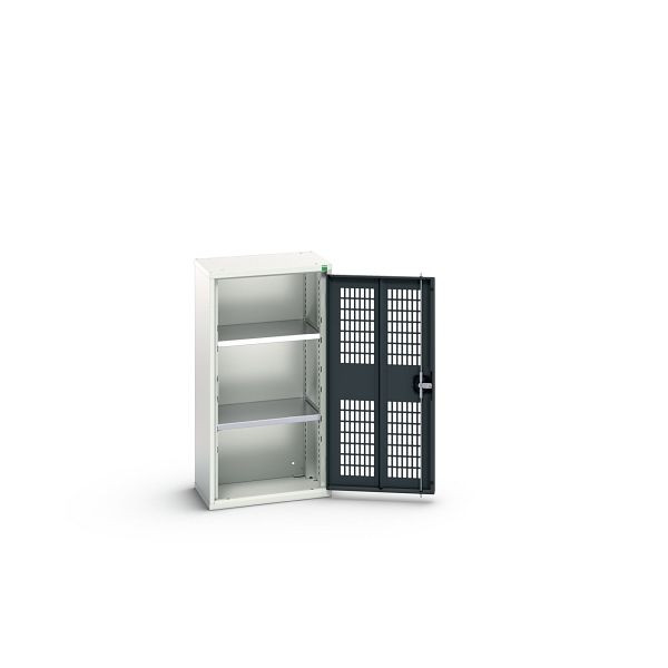 bott verso Flügeltürschrank mit Belüftung, mit 2 Fachböden, BxTxH: 525 x 350 x 1000 mm, Lichtgrau / Anthrazitgrau, 16926712.19
