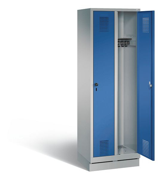 C+P Garderobenschrank Evolo, H1800xB610xT500mm, Farbe: Weißaluminium / Enzianblau, 48020-20 S10895