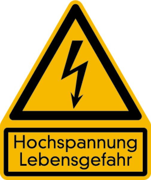 Schilder Klar Warnzeichen Kombischild Hochspannung, 200x237 mm Folie selbstklebend, 7503/32