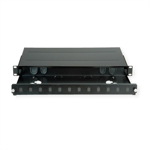 ROLINE 19''-LWL-Gehäuse leer, 1 HE, 12x SC-Simplex oder LC-Duplex, schwarz, 21.17.0350