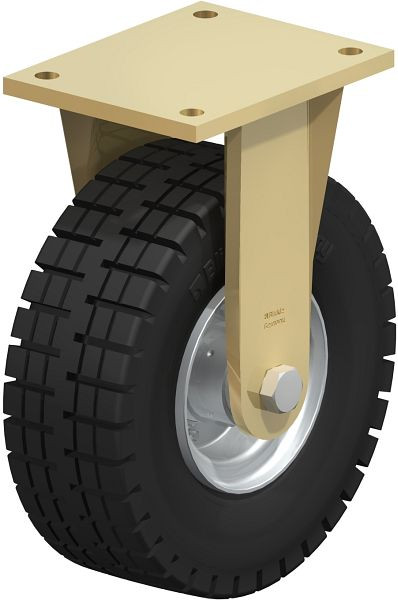 Blickle BS-VLE 255K Stahlgeschweißte Schwerlast-Bockrolle, Super-Elastik-Vollgummi, Schwarz, 349431