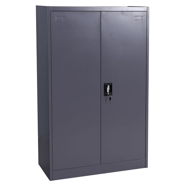 Mendler Aktenschrank HWC-H17, Stahlschrank Büroschrank Schrank, 2 Türen abschließbar Metall, 140x90x40cm dunkelgrau, 97778