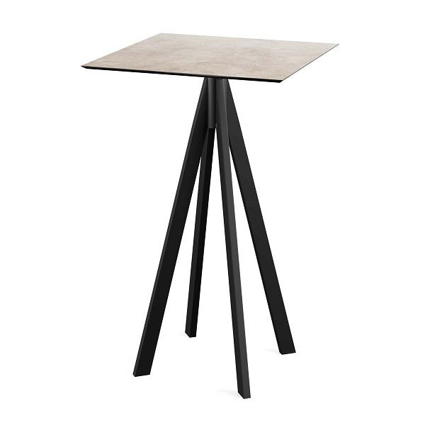 Feros Infinity Stehtisch Schwarz gestell + Moonstone HPL 70x70 cm, 120041377