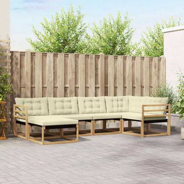 vidaXL Outdoor-Sofagarnitur mit Kissen 6-teilig Weiß und Creme, 3388840