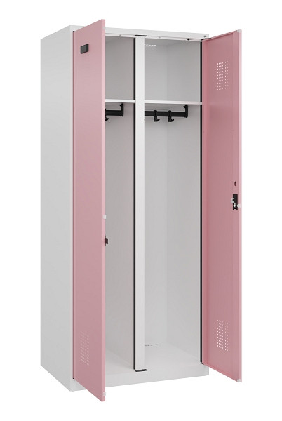 C+P Schwarz-Weiß-Spind Evolo PLUS, 2 Abteile, 1850x800x500mm, 9016/3015, Zylinderschloss, 049002-22 S10045