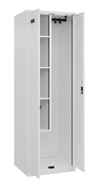 C+P Putzmittel-Spind Evolo PLUS, 2 Abteile, 1850x600x500mm, 9016/9016, Zylinderschloss, 049100-00 S10047