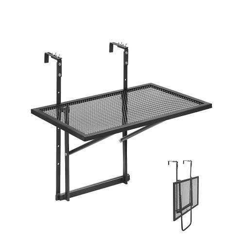 VEVOR klappbarer Balkontisch 61x41 cm, Metall, 5-stufig verstellbar, für Geländer 1-4,7 Zoll, Serviertisch Terrasse & Deck, FXGZJS19INCHGLWKXV0