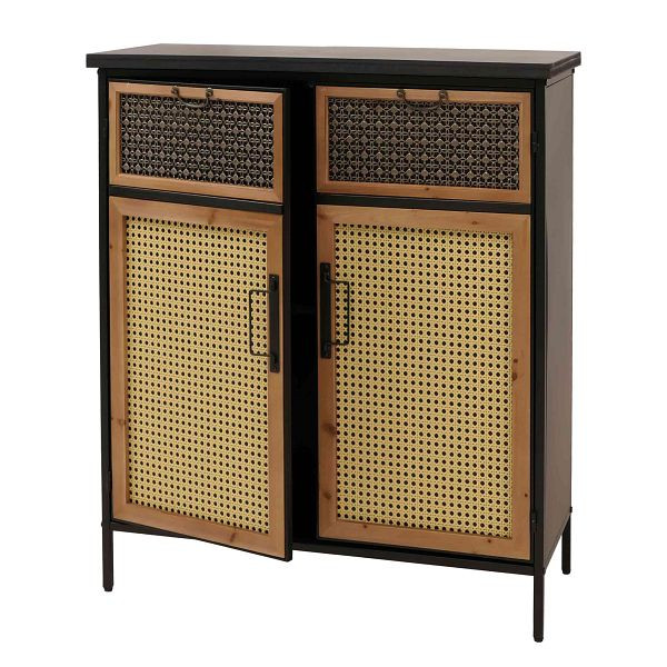 Mendler Apothekerkommode HWC-O79, Schrank Highboard Staufächer, Vintage Shabby-Look 94x80x35cm, Rattanoptik, 139298