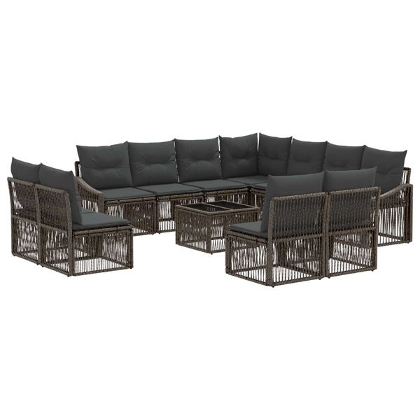 vidaXL Gartensofa-set 12-teilig Grau Poly-Rattan, 3436043
