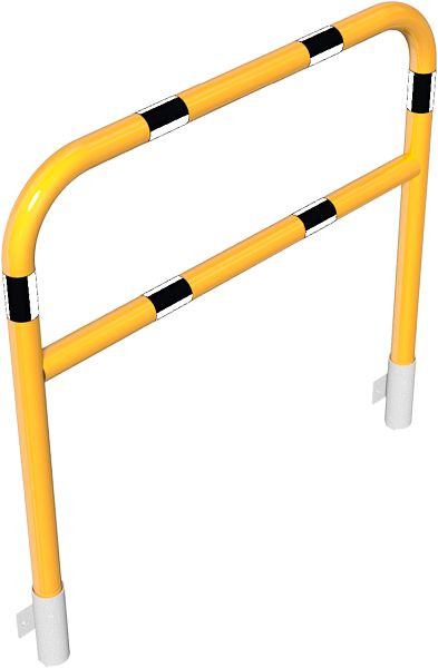 Schake Rohrbügel aus Stahlrohr gelb / schwarz mit Querholm für Wandmontage, 465_23WBG