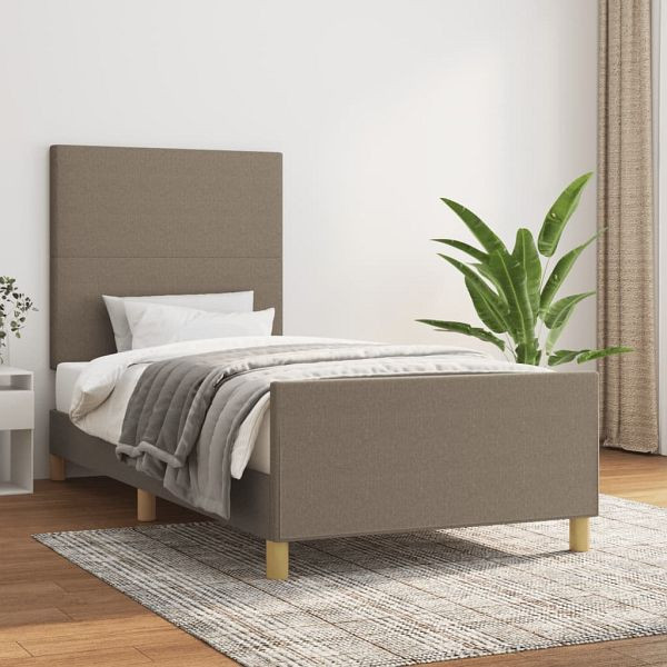 vidaXL Bettgestell mit Kopfteil Taupe 90x200 cm Stoff, 3124867