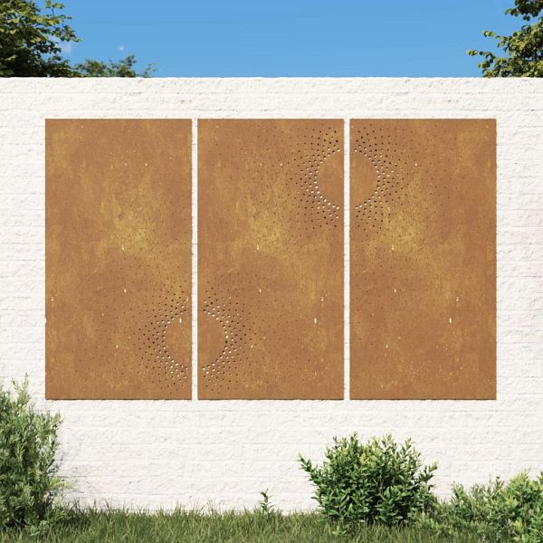 vidaXL 3-teilig Garten-Wanddeko 105x55 cm Cortenstahl Sonnen-Design, 824512