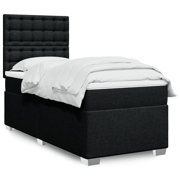 vidaXL Boxspringbett mit Matratze Schwarz 80x200 cm Stoff, 3290331