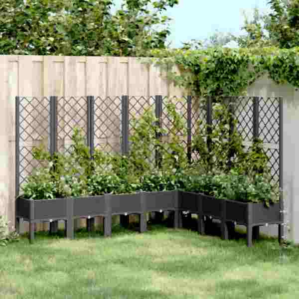 vidaXL Pflanzkübel mit Rankgitter Schwarz 200x160x142 cm PP, 367943