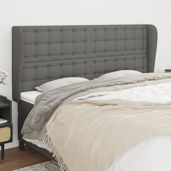 vidaXL Kopfteil mit Ohren Dunkelgrau 183x23x118/128 cm Stoff, 3118405