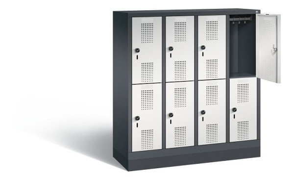 C+P Kindergarten-Spind doppelstöckig Evolo, H1300xB1190xT300mm, Farbe: Schwarzgrau / Lichtgrau, 483203-40 S10084