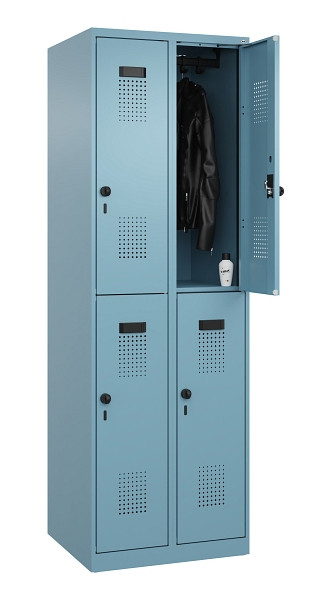 C+P Doppelstöckiger Spind Evolo PLUS, 4 Fächer, 1850x600x500mm, 0010/0010, Drehriegel, 049300-20 S10021