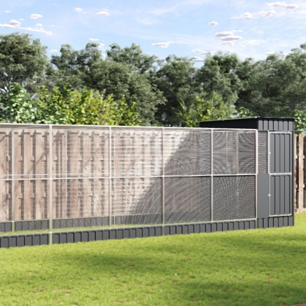 vidaXL Voliere mit Erweiterung Silbern 1244x203x216 cm Stahl, 3214262