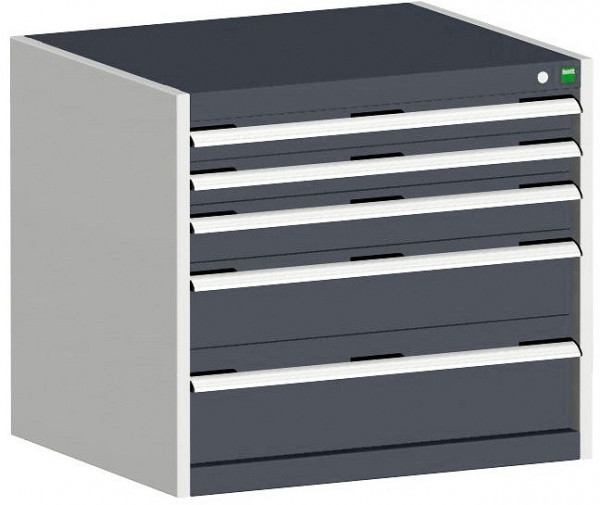 bott cubio Schubladenschrank bestückt mit 5 Schubladen BxTxH: 800 x 525 x 700 mm, RAL 7035/7016, 40012095.19V