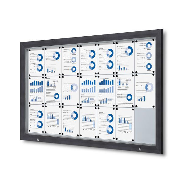 Showdown Displays Schaukasten Außen Premium 21xA4 RAL 7016, Gasdruckfeder, SCT21xA4PHC7016JS