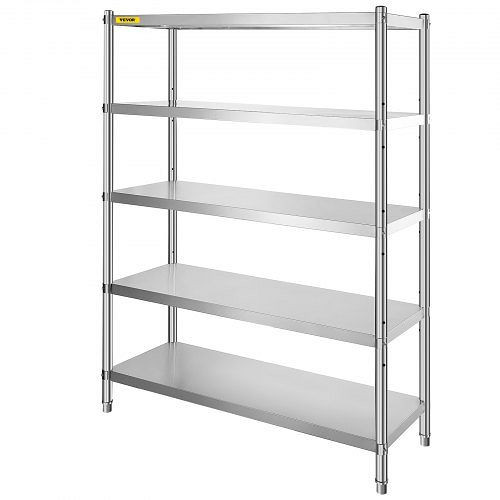 VEVOR 12,2 x 47 x 18,3 cm Küchenregal Standregal 6 Böden Edelstahlregal Gastro Schwelastregal 150 kg Lagerregal, BXGHJ5C48X18.5YC1V0