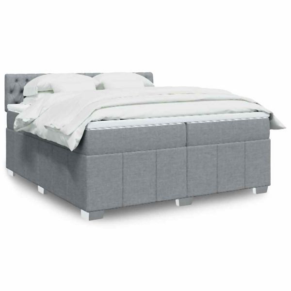 vidaXL Boxspringbett mit Matratze Hellgrau 200x200 cm Stoff, 3287182