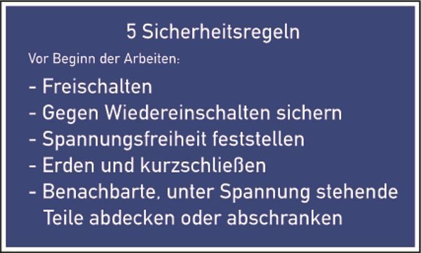 Schilder Klar Aushang 5 Sicherheitsregeln, deutsch, 400x250x0.45 mm Aluminium geprägt, 7905/52