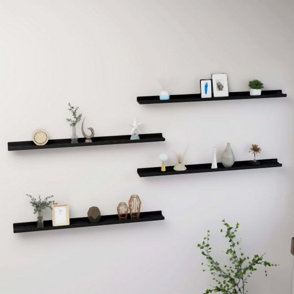vidaXL Wandregale 4 Stück Schwarz 100x9x3 cm Abmessung, 326670