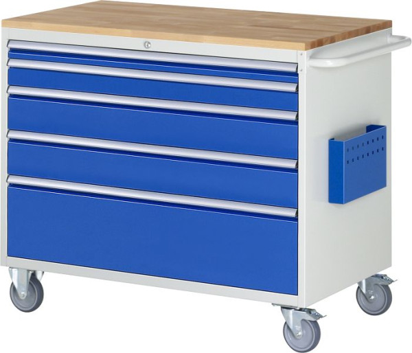 RAU Montagewagen Serie 7000, B1145 x T650 x H975 mm, Buche-Massiv-Arbeitsplatte, Schubladen: 1xH60, 1xH90, 2xH150, 1xH270 mm, 15-XXL5.2A-B.11